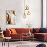 Design hanglamp Verona met amber glas, 3-lichts