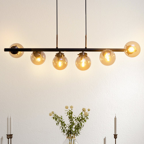 Design hanglamp  6-lichts met amber glas - Guadeloupe