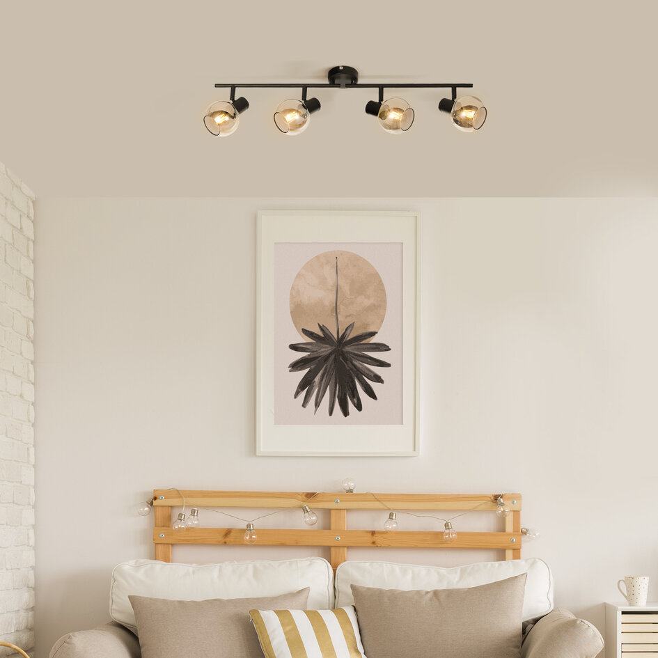 Plafondlamp met smoke glas, 4-lichts - Florida