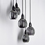 Design chrome hanglamp met smoke grijs glas 5 lichts - Boise