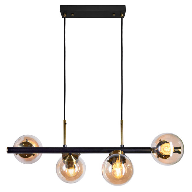 Moderne hanglamp 4-lichts met amber glas - Saba