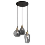 Zwarte hanglamp 3-lichts met smoke glas - Verona