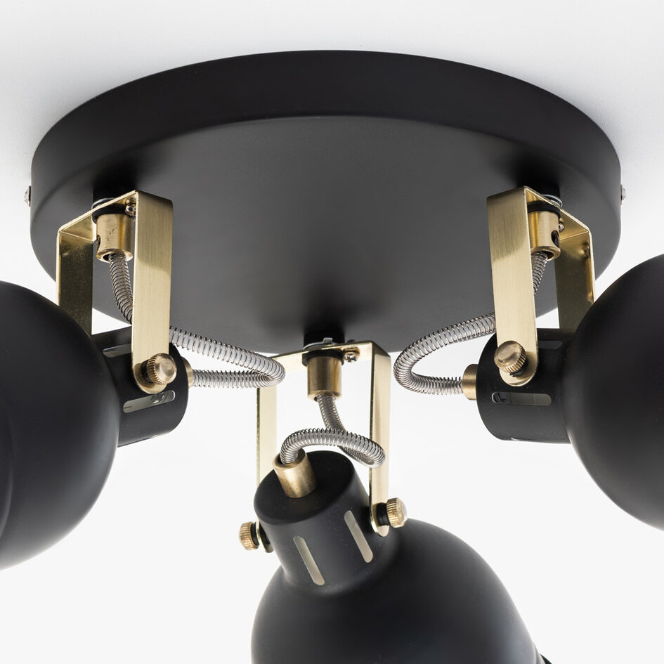 Moderne 3-lichts mat zwarte plafondlamp met witte binnenkant - Laredo