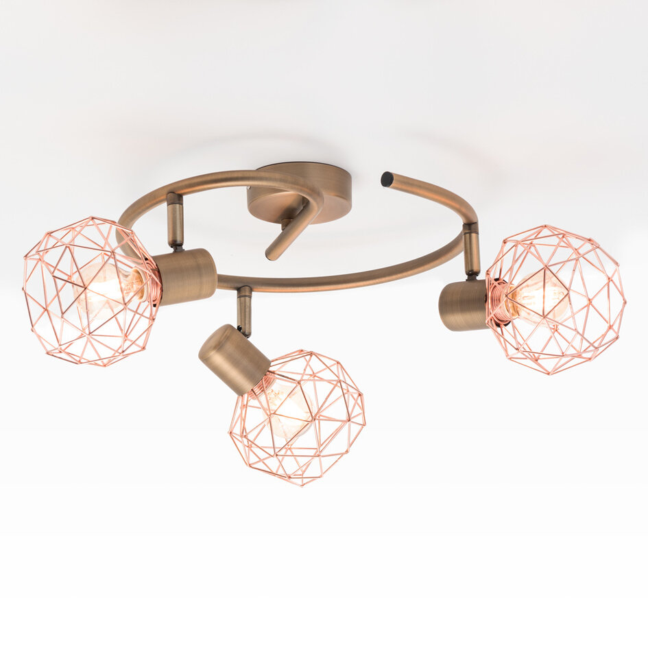 Industriële plafondlamp koperkleurig, 3-lichts - Russet (E14 fitting)