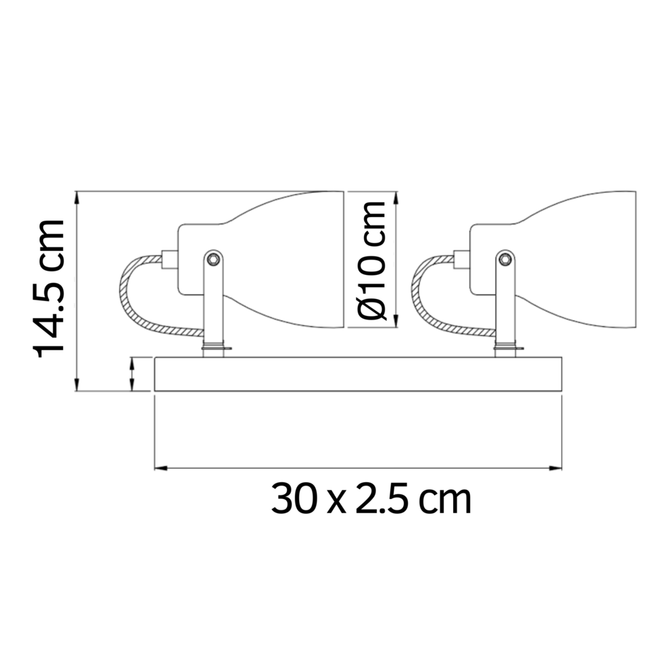 Plafondlamp beton grijs met 2 spots - Arthur