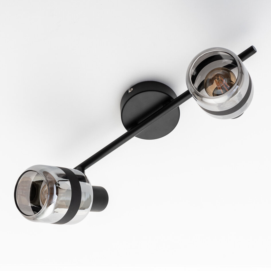 Industriële plafondspot smoke glas, 2-lichts - Gesa (E14 fitting)