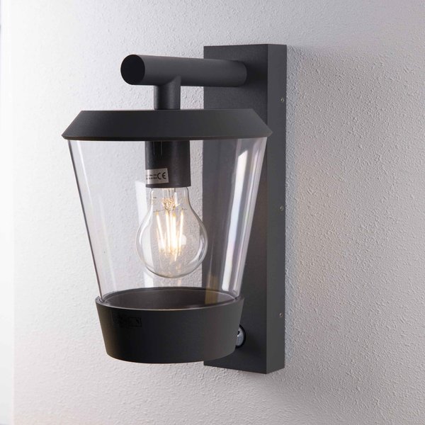 Donkergrijze design muurlamp van glas incl. sensor - Jonah