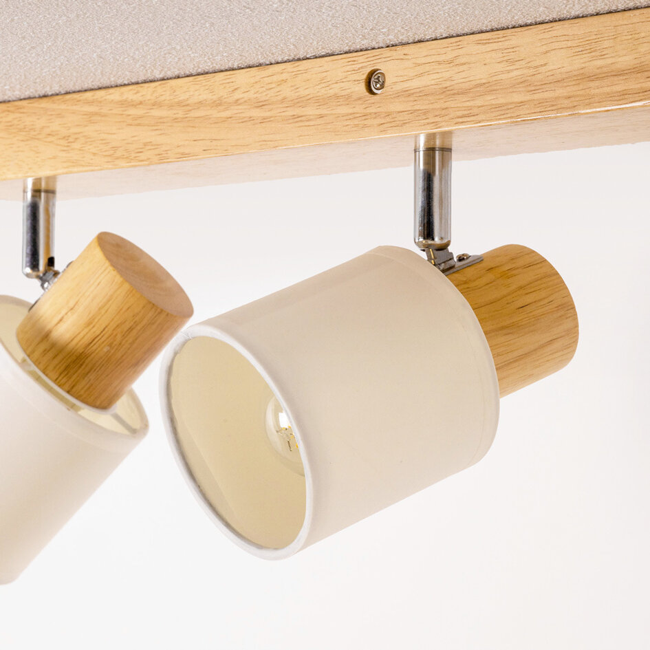 Houten plafondlamp met 3 spots - Victoria