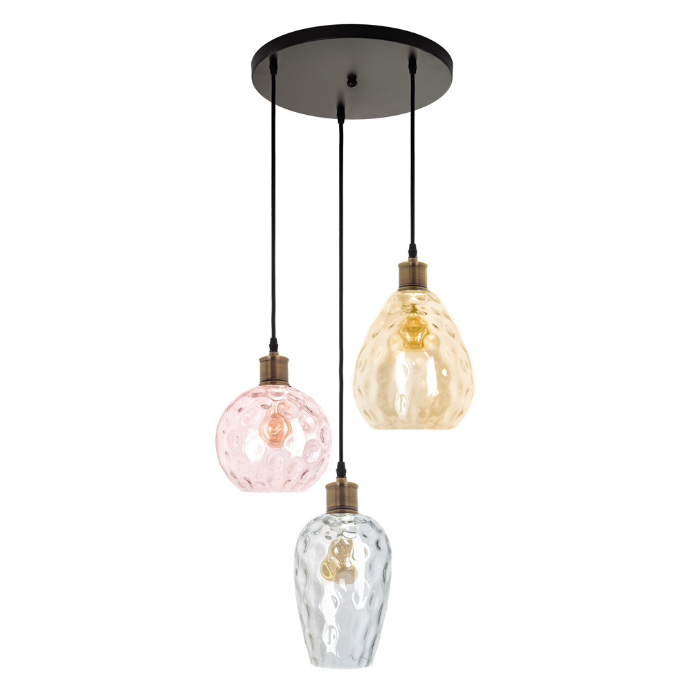 Hanglamp met kleuren glas en bolling detail - Verona - PrikkabelLED.nl