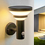 Moderne solar buitenwandlamp zwart met sensor - Kensington