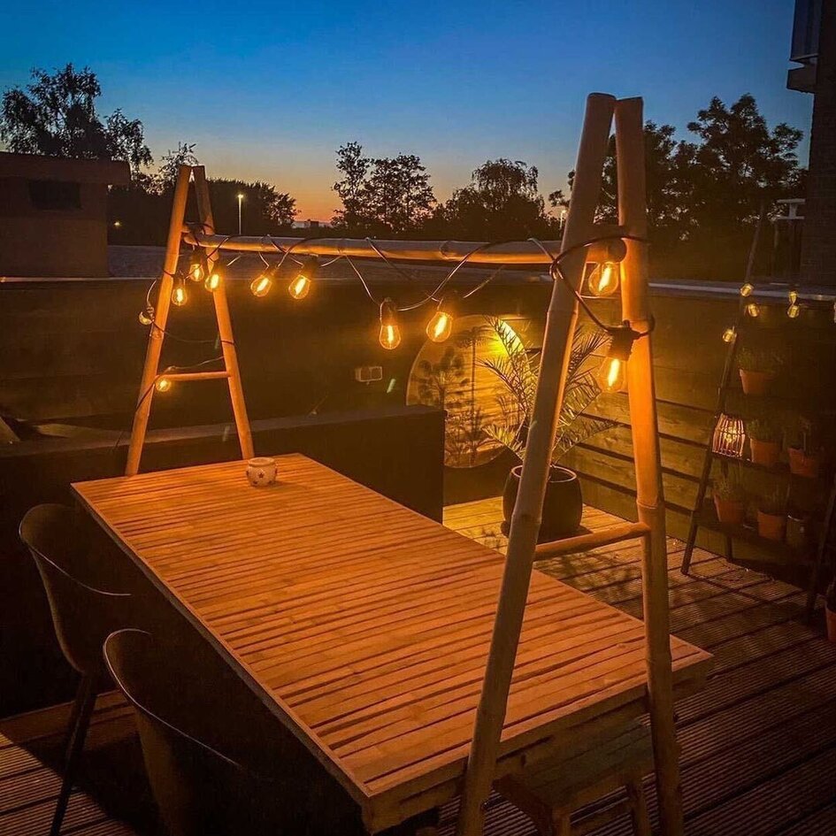 Solar lichtsnoer 20 meter met 40 lampjes dubbel filament, 20W zonnepaneel