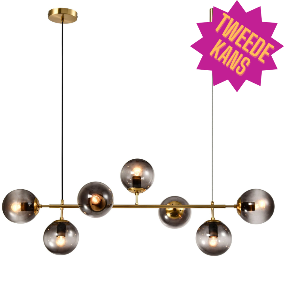 2e kans: Design hanglamp Hepta met smoke glas