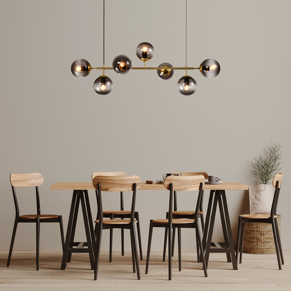 2e kans: Design hanglamp Hepta met smoke glas