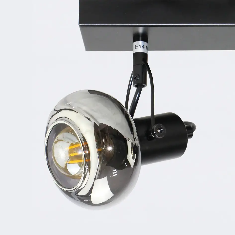 Plafondlamp met smoke grijs glas, 2-lichts - Seppe