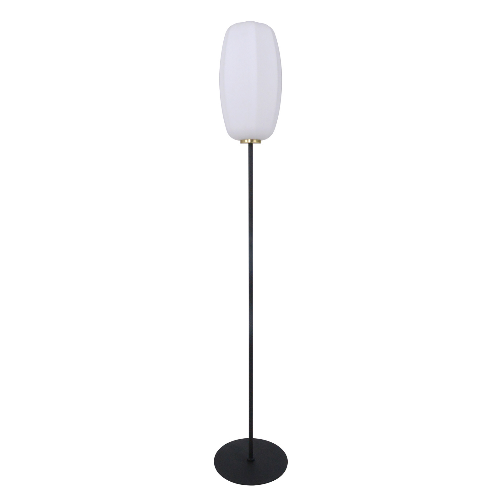 Staande lamp Bernado, staande lamp van metaal/glas in zwart/barnsteen/helder, lamp in modern retro/vintage design met glazen kap ( 10 cm), dimbaar via voetschakelaar, 6 x G9, zonder lamp