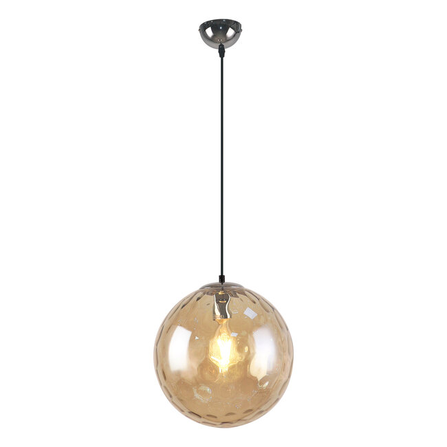 Eigentijdse cognac glazen hanglamp met bolling - Hades