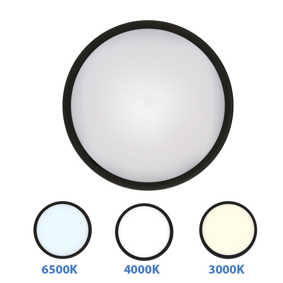 Plafonnière met noodunit | CCT switch 3000K/4000K/6500K | Zwart