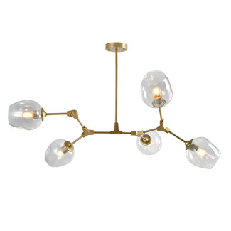 Design hanglamp  5-lichts goud met transparant glas - Selini