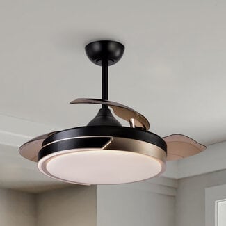 Plafondventilator Vento zwart met bruin incl. LED en afstandsbediening