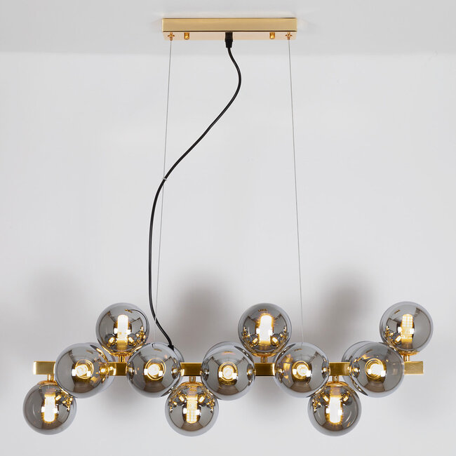 Luxe hanglamp  16-lichts smoke glas met spiegeleffect  - Sunita