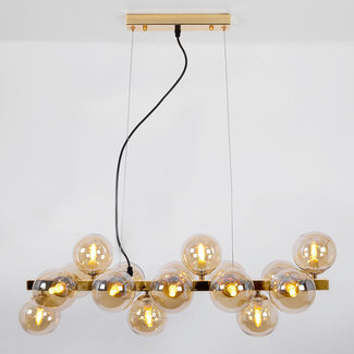 Luxe hanglamp 16-lichts amber glas - Sunita