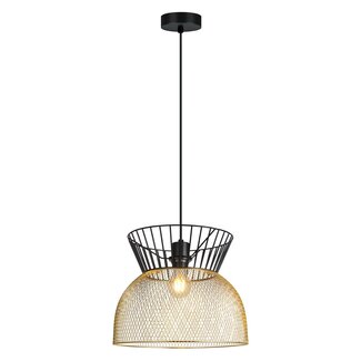 Moderne hanglamp zwart met goud - Netti