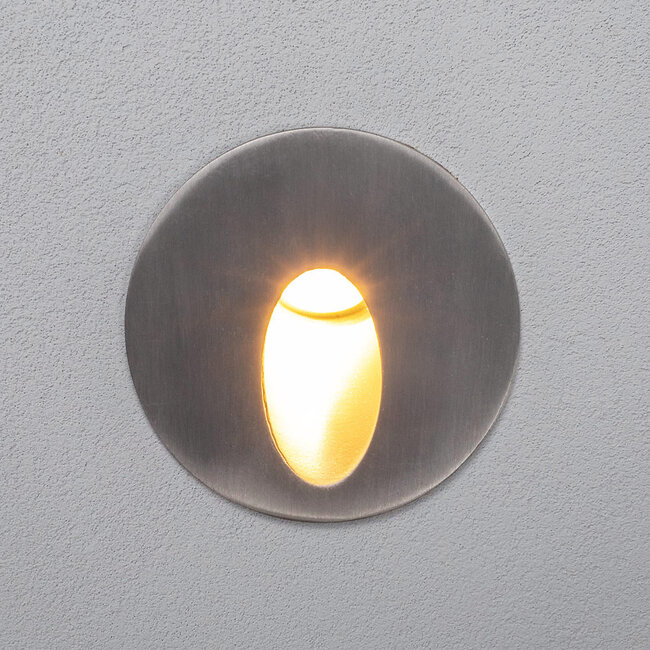 Ronde inbouw wandlamp met ovale opening voor buiten 3W - zilver