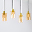 Industriële mat zwarte en  zand gouden hanglamp met amberkleurig glas  4-lichts  - Tuscon