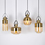 Hanglamp 4-lichts met bronzen details en amber glas - Laure