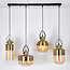 Hanglamp 4-lichts met bronzen details en amber glas - Laure