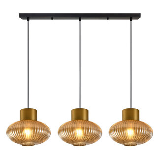 Hanglamp 3-lichts met amber glas - Imara