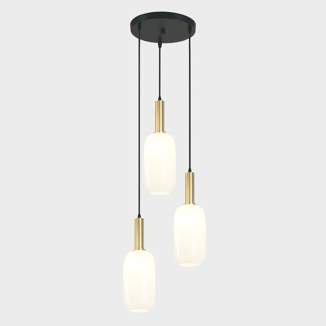 Hanglamp Dayley met melkwit glas, 3-lichts