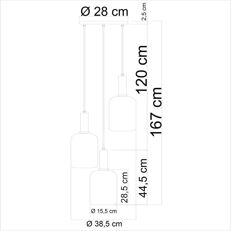 Hanglamp Dayley met melkwit glas, 3-lichts