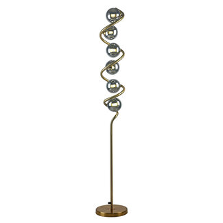 Spiraalvormige staande lamp Lexy, 6-lichts - Smoke glas met spiegeleffect