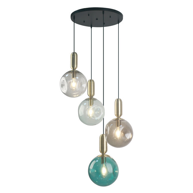 4-lichts hanglamp Kevin met golvend glas