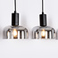 Hanglamp met smoke glas en spiegeleffect, 5-lichts - Cinza