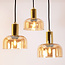 Gouden hanglamp met amber glas, 3-lichts - Marrom