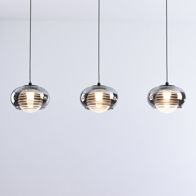 Hanglamp met rookglas en 3-staps dimbare LEDs - Vive