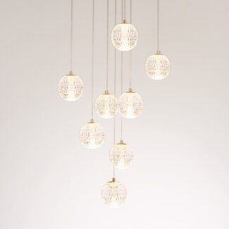 Dimbare hanglamp met gouden details, 8-lichts - Aedon