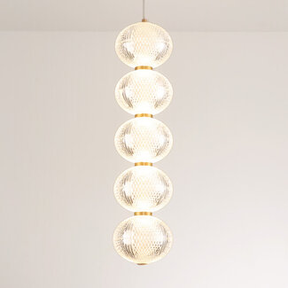 Dimbare hanglamp met gouden details, 5-lichts - Aella
