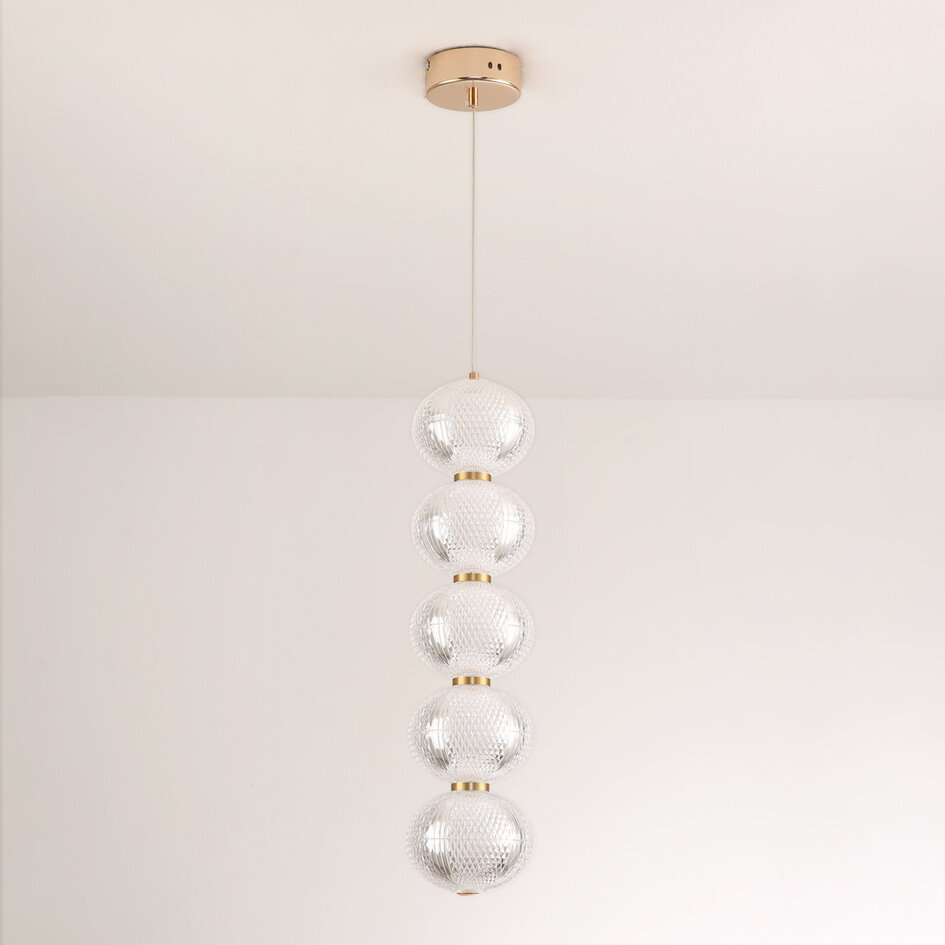 Dimbare hanglamp met gouden details, 5-lichts - Aella
