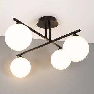 Elegante plafondlamp, 4-lichts zwart - Nymo