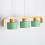 Hanglamp 3-lichts met hout groen - Rosie