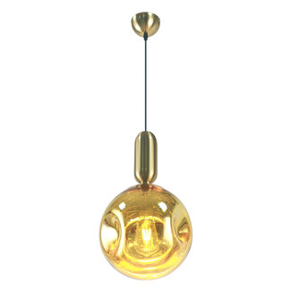 1-lichts hanglamp Lewis met golvend glas - goud