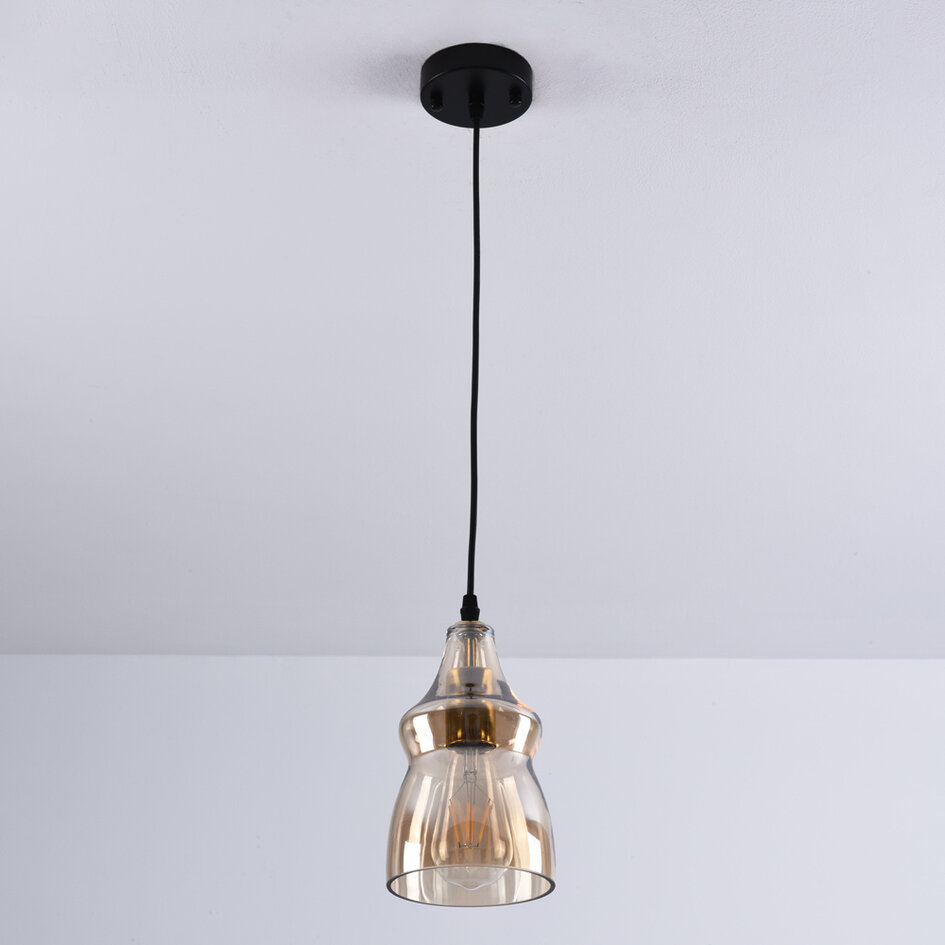 1-lichts hanglamp Trinidad met amber glas - variant 2