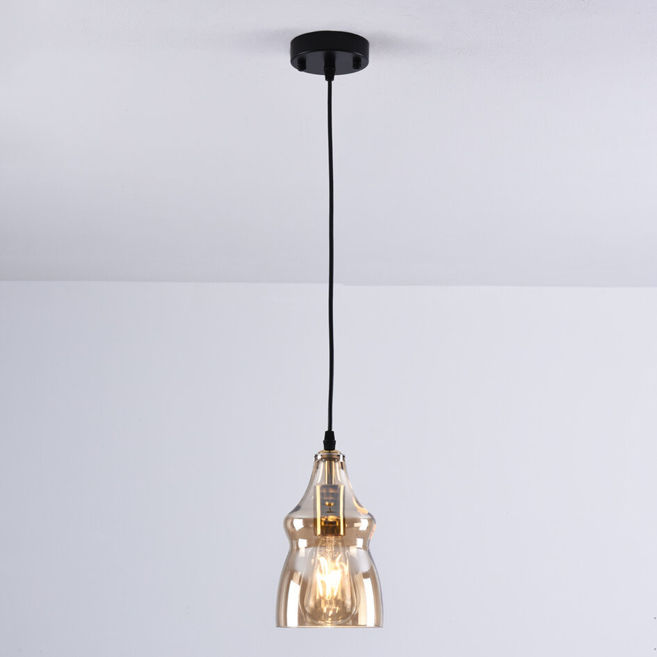 1-lichts hanglamp Trinidad met amber glas - variant 2