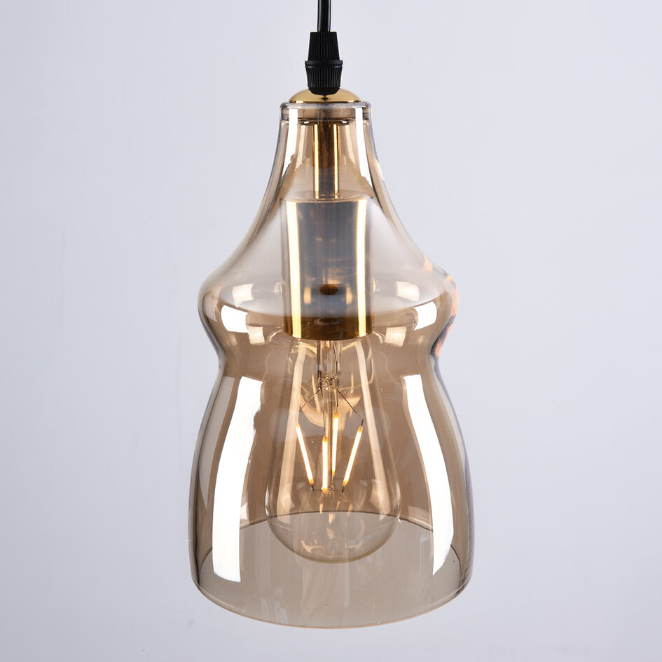 1-lichts hanglamp Trinidad met amber glas - variant 2