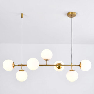 Design hanglamp goud met melkglas - Hepta