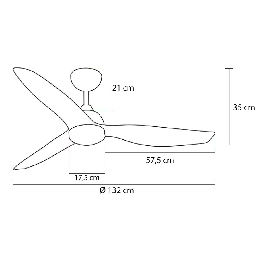 Plafondventilator Oiseau met dimbare LEDs en lichthouten bladen - houtoptiek