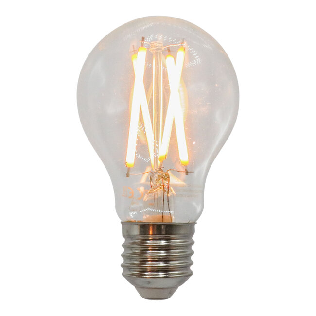 7W & 9W filament lamp, 2200-2700K, helder glas Ø60, dim-to-warm